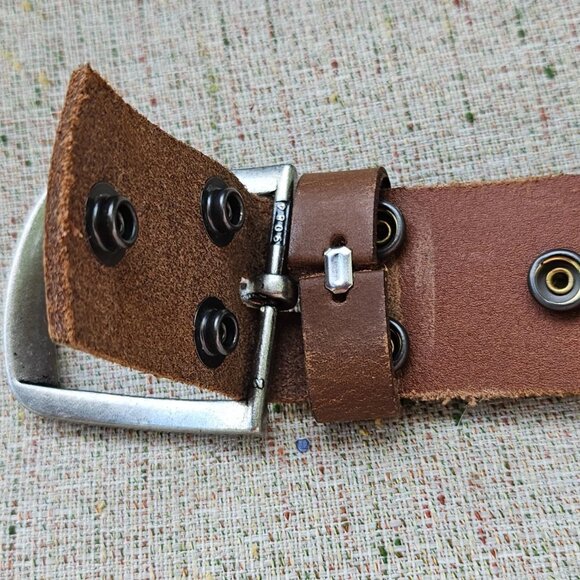 Men Belt Brown Genuine Leather Waistband Unisex Belt Pin Buckle Size 32 inches - Picture 4 of 12
